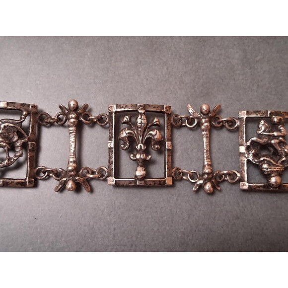 Vintage Guglielmo Cini Sterling Etruscan Bracelet Griffin Della Robbia - Picture 6 of 10